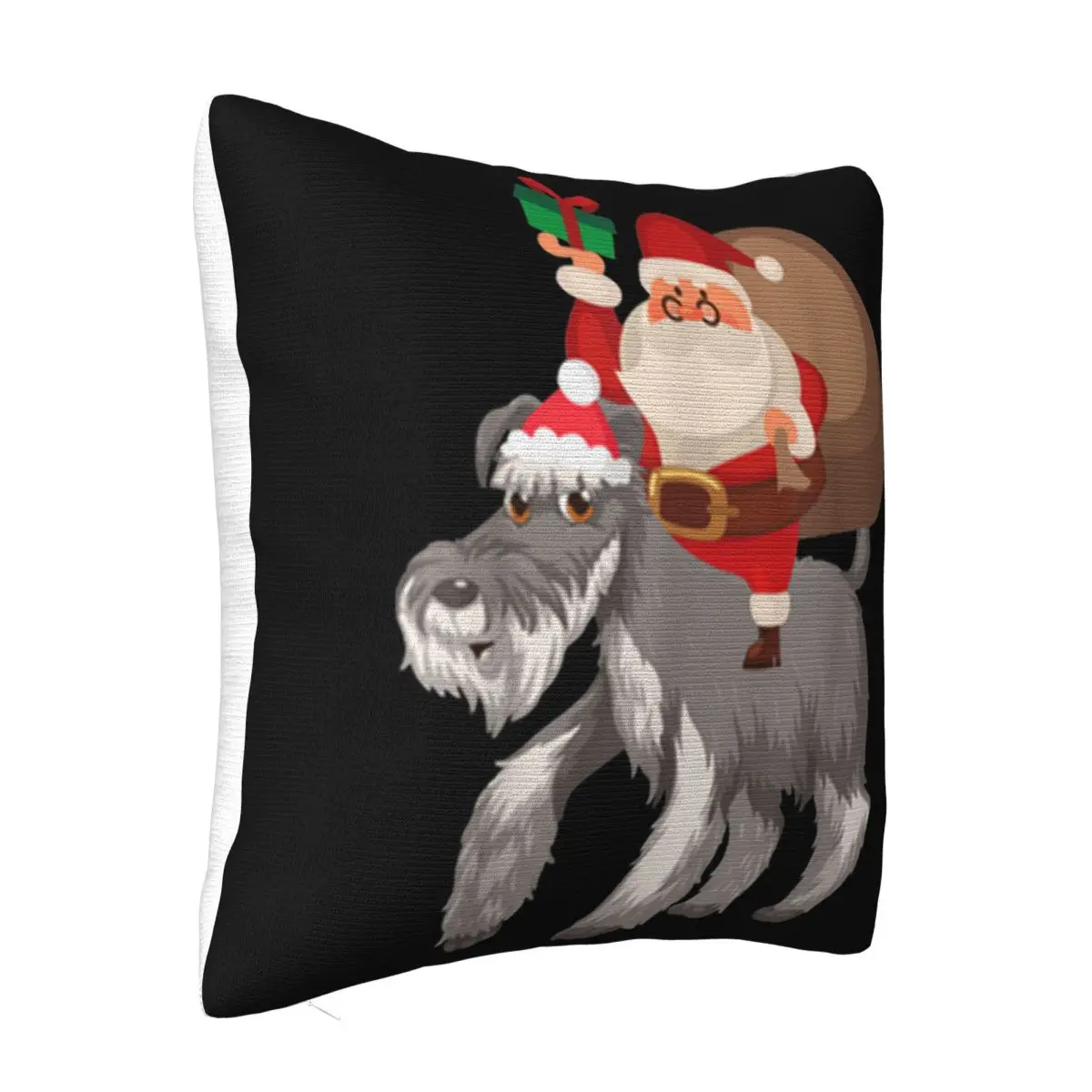 Premium Santa Riding Miniature Schnauzer Christmas Pajama Gift Original Comfortable Pillow Case