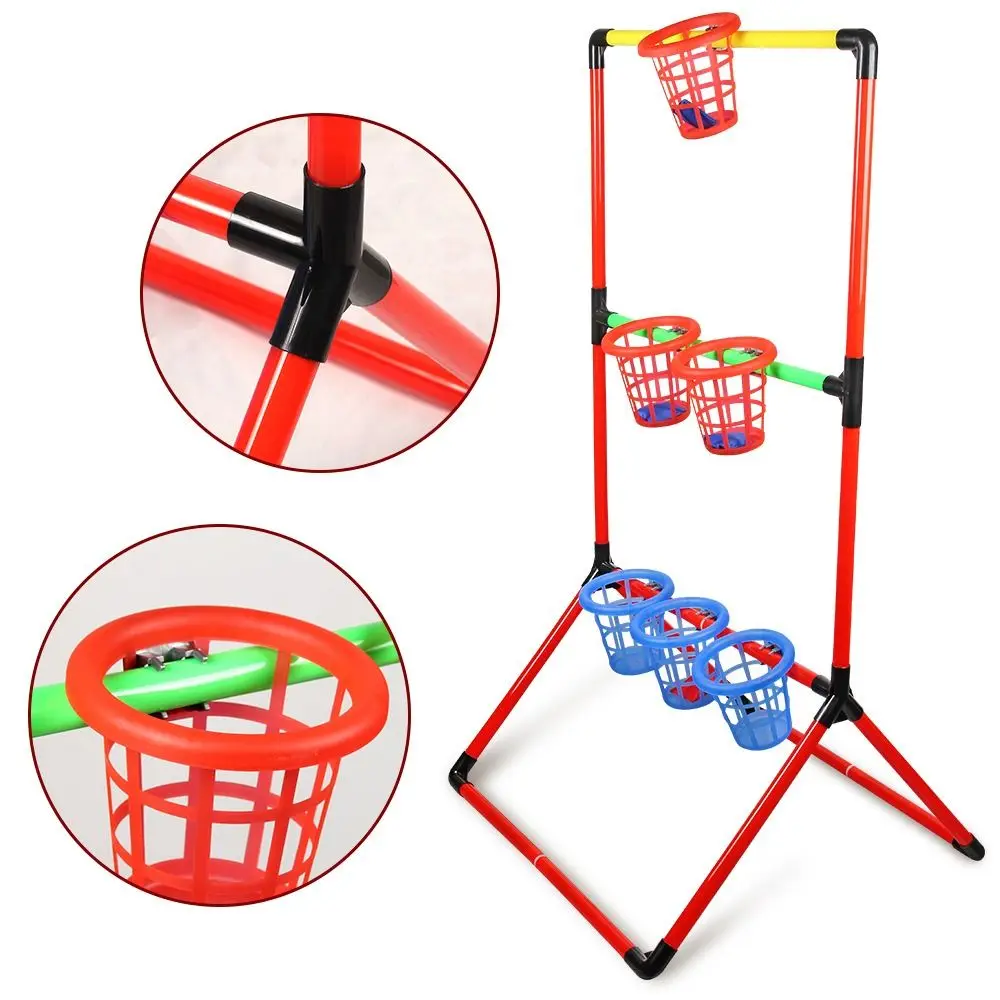 

2 in 1 Sandbag Throwing Game Kit Portable Interactive Carnival Games Combo Set Birthday Gift with Ladder Frame