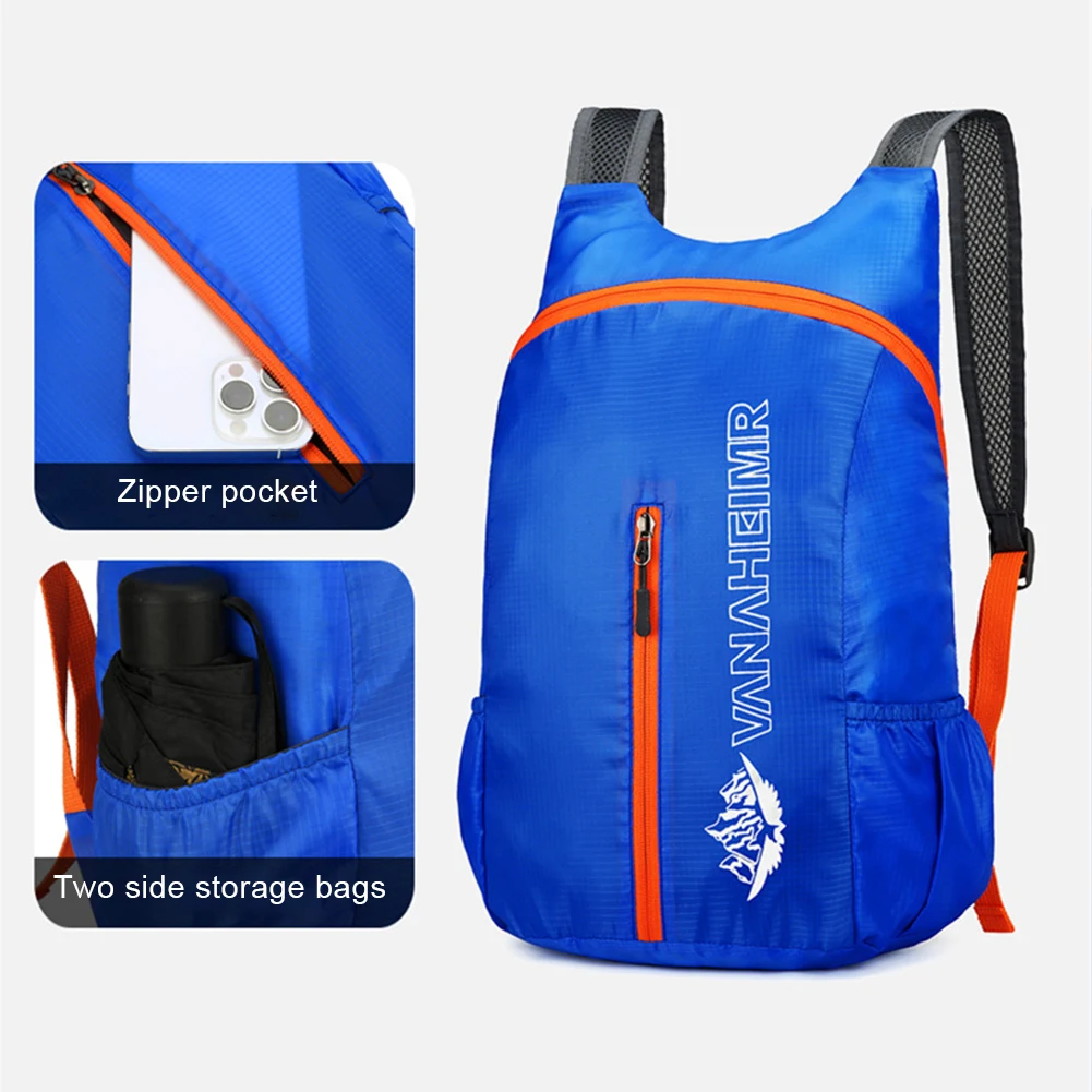 Foldable Sports Backpack Lightweight Backpack Large Capacity Travelling Backpack with Side Pockets Travel Daypack