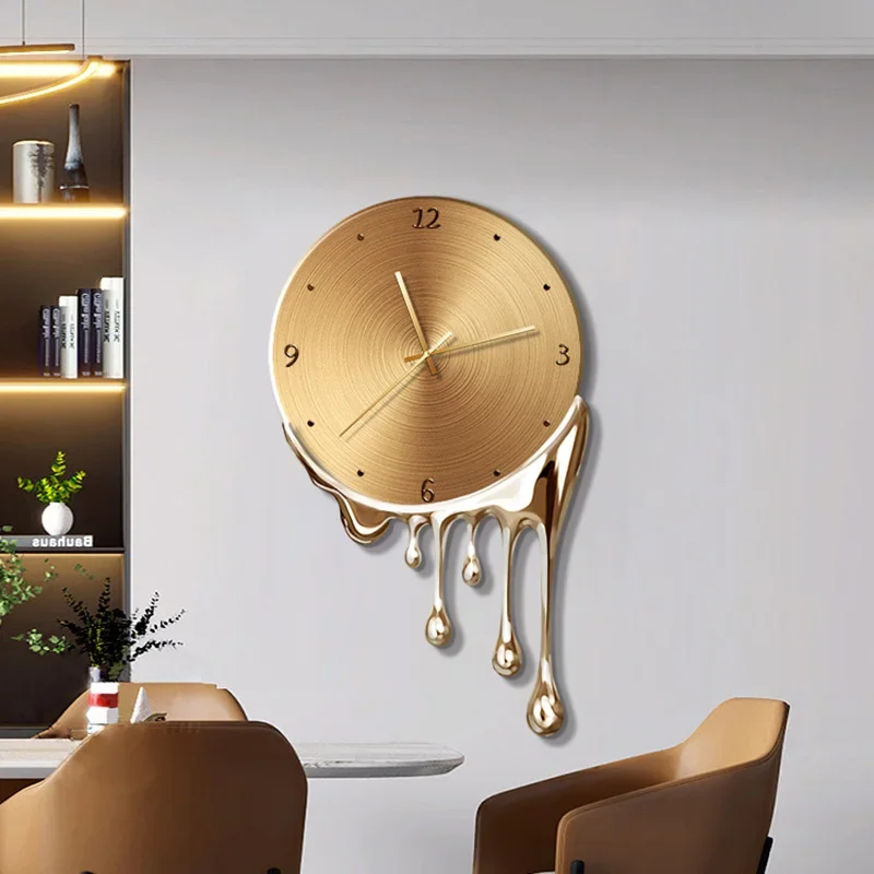 

Designer Battery Powered Wall Clock Metal Living Room Unusual Round Wall Clock Gold Mechanic Art Reloj De Pared Household Goods