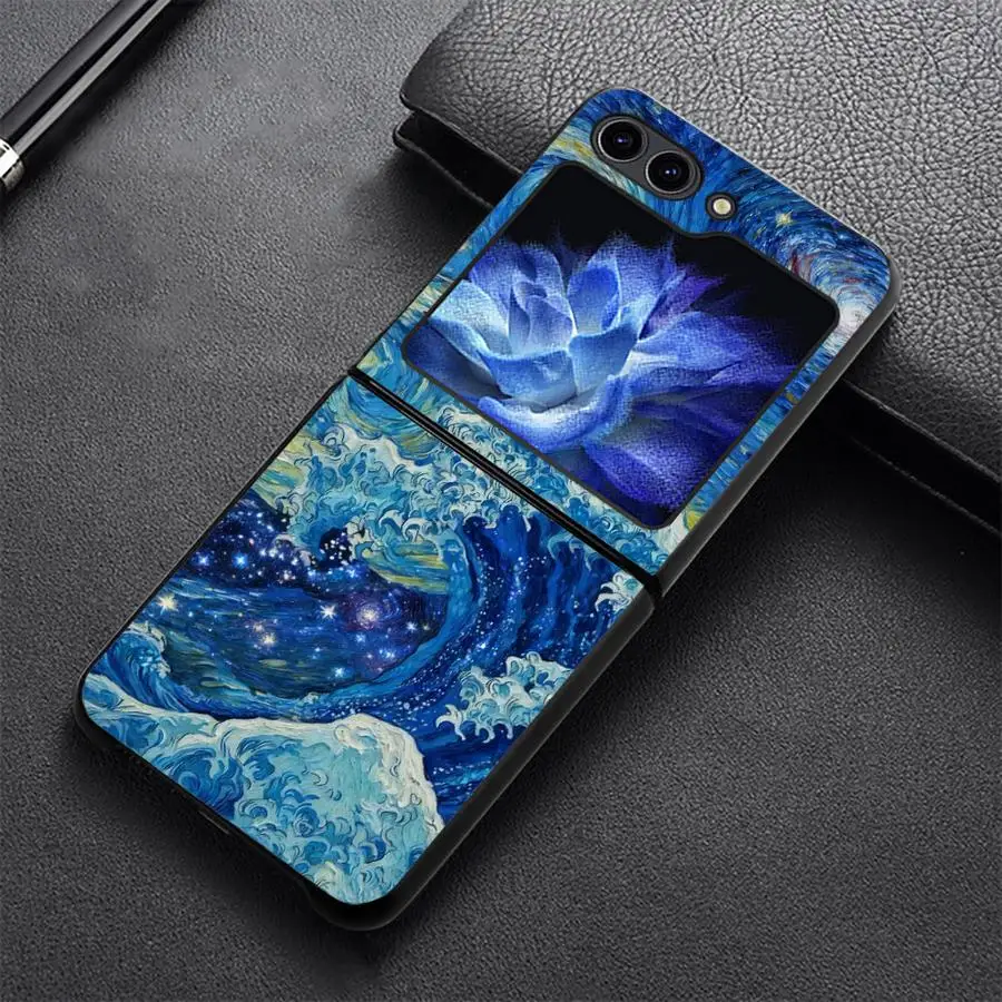 Sapphire Wave Field Phone Cover Case for Samsung Galaxy Z Flip 8 Z Flip 7 6 5 4 3 Flip6 Flip4 Flip5 Flip7 FE Flip3