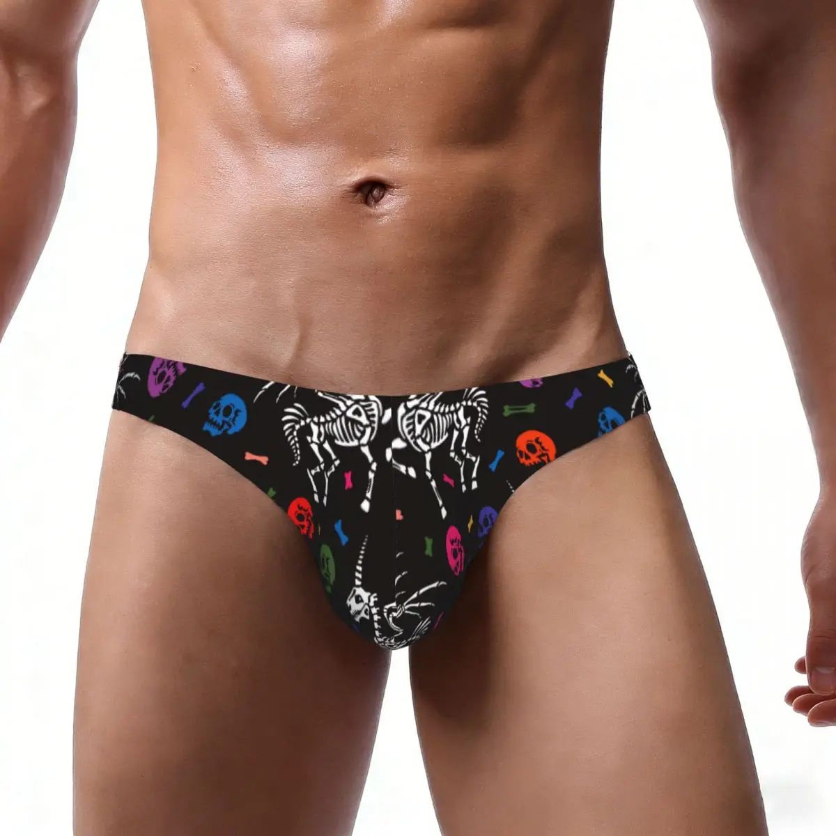 Men's Panties Man Briefs Multicolored Human Skulls And Bones Unicorn With Wings Sexy Underwear Male Bikini Underpants - view 2