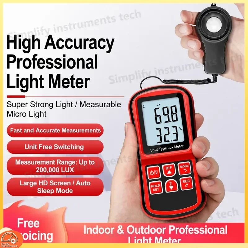 Digital Illuminometer Split Type High Precision Handheld Light Meter Lumen Tester Lux Meter for Photography Lighting