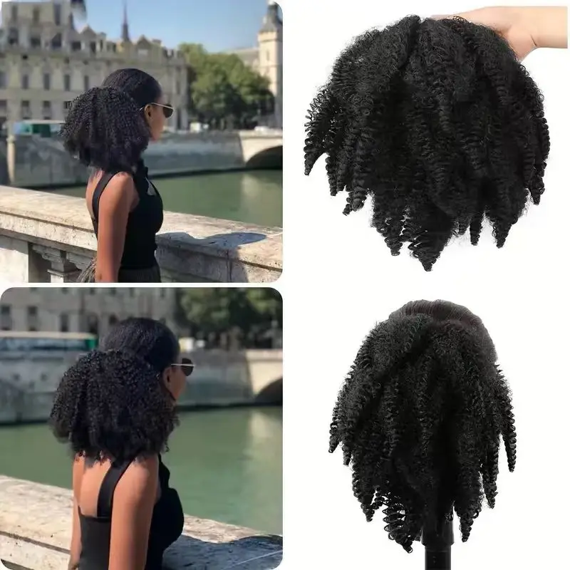 

Fluffy horsetail caterpillar style ponytail fluffy synthetic wig drawstring caterpillar ponytail