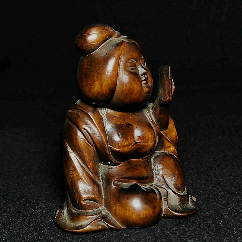 YIZHU CULTUER ART Size 2.8 Inch Old Japanese Boxwood Hand carved Woman Person Figurine Statue Decoration Netsuke Collection