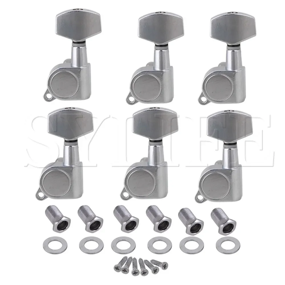 Left-Handed 6-in-Line Guitar Tuners - Chrome Machine Heads for Lefties
