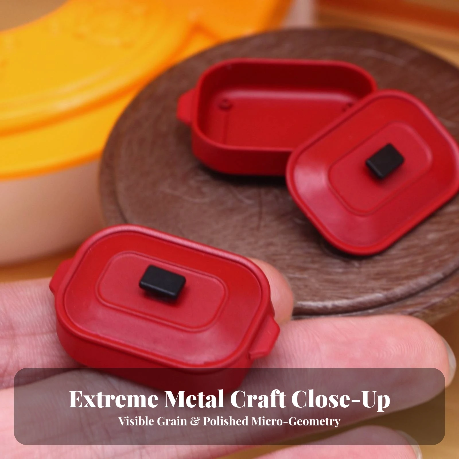 Miniature Kitchen Accessory Metal Dollhouse-Scale Rectangular Pot with Knob Lid Miniature Cooking Pot with Lid Realistic