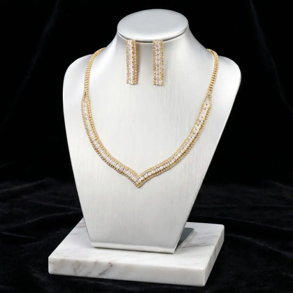 Bridal Rhinestone Bracelet Crystal Jewelry Set Diamond Shining Earrings Luxury Exquisite Necklace Women