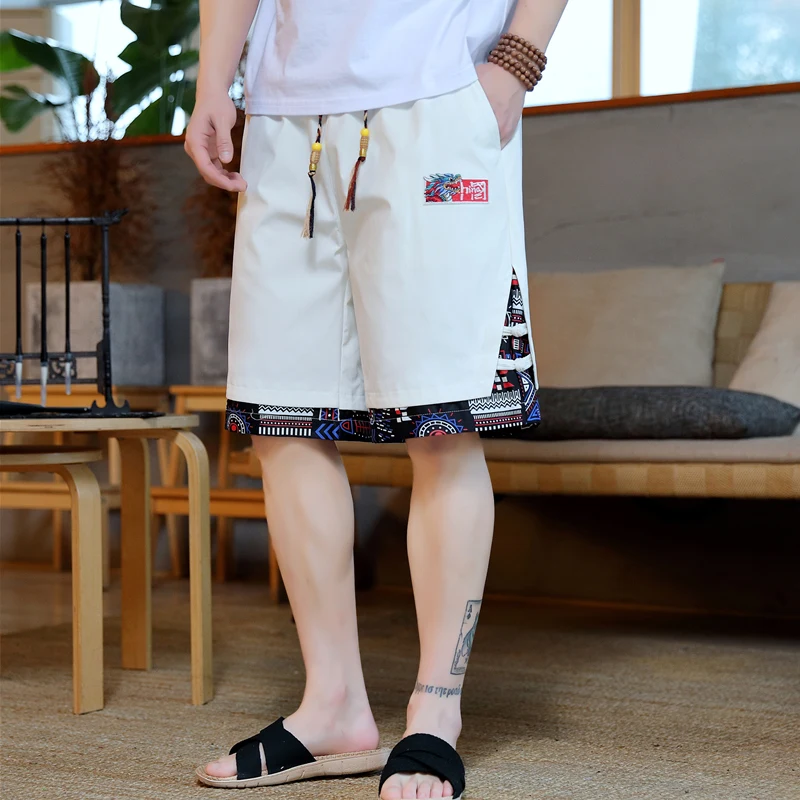 

Men's Summer 2024 Faion Beach Loose Straight Leg Pants Casual Loose Fit Polyester Fiber Five-Quarter mid Waist orts