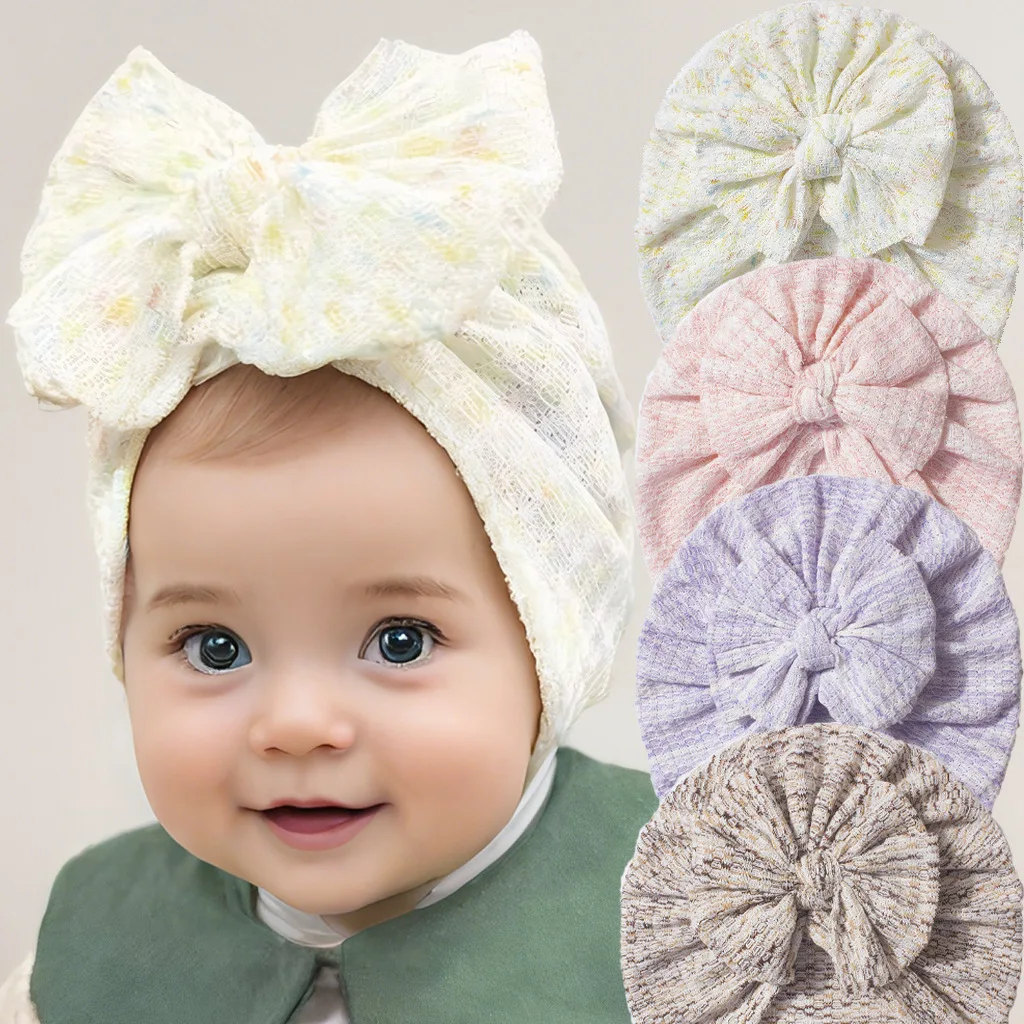 

Newborn Crochet Bow Turban Hat Infant Baby Soft Elastic Beanies Cap Warm Winter Baby Girls wool Knitted Bonnet Hats Kid Headwear