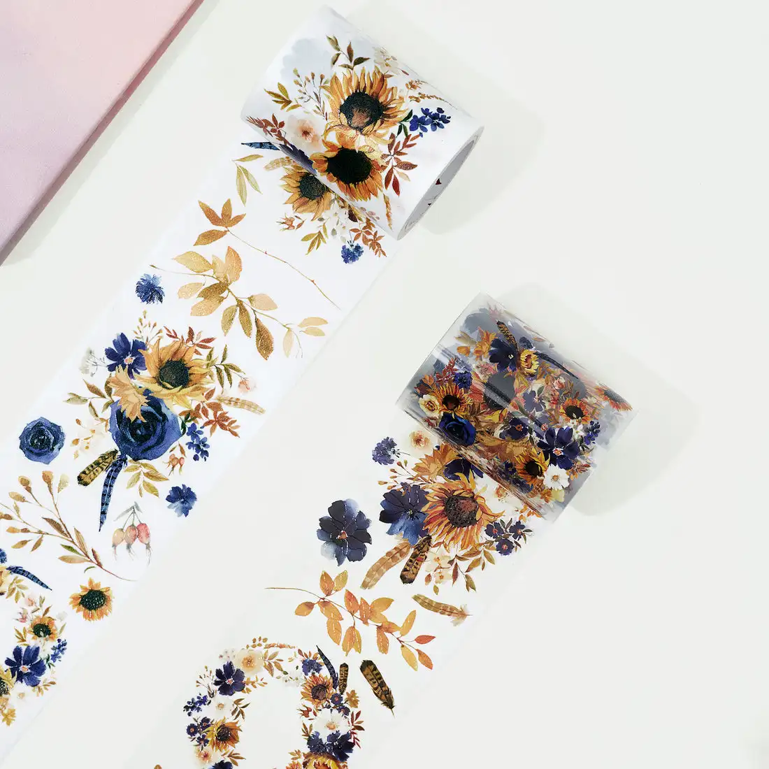 

6cm*5M Kawaii Sunflower & Navy Wide Washi / PET Tape School Scrapbooking Decorative Sticker Cute Adhesive Tapes