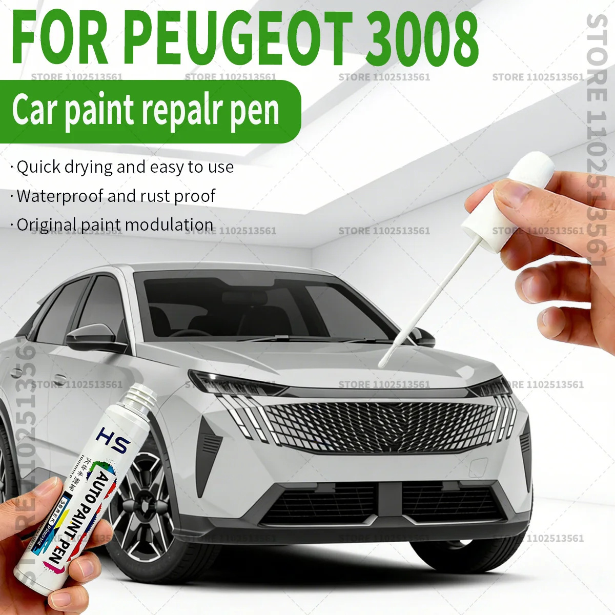 Lápiz Reparador de Pintura para Automóvil Peugeot 3008, Restaura el Acabado de Pintura Original de Fábrica, Gris Perlado, Blanco KWE, Rojo KHR, Negro 9V, Marrón KDK