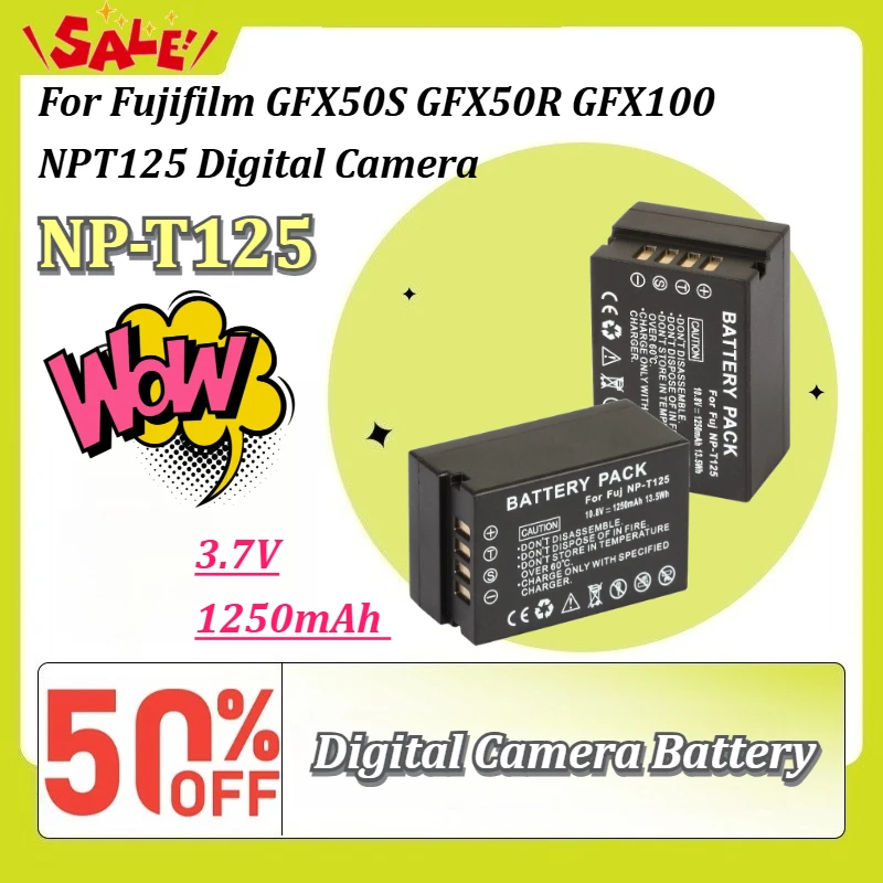 

New NP-T125 1250mAh 3.7V for Fujifilm GFX50S GFX50R GFX100 NPT125 Digital Cameras Batteries Camera Battery Rechargeable Battery