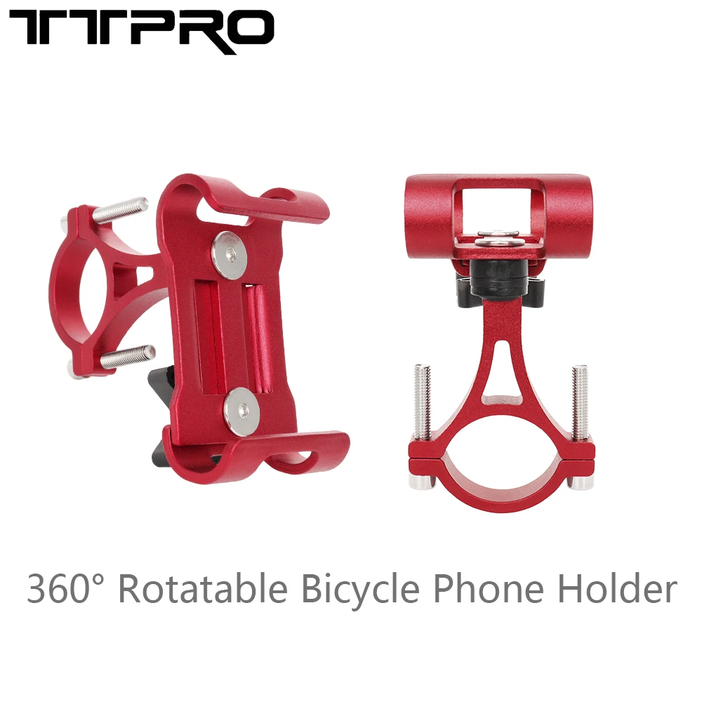 TTPRO 360° Aluminium Alloy Rotatable Bicycle Phone Holder Extended Claws Anti-Slip Rubber On Both Sides Cycling Accessories