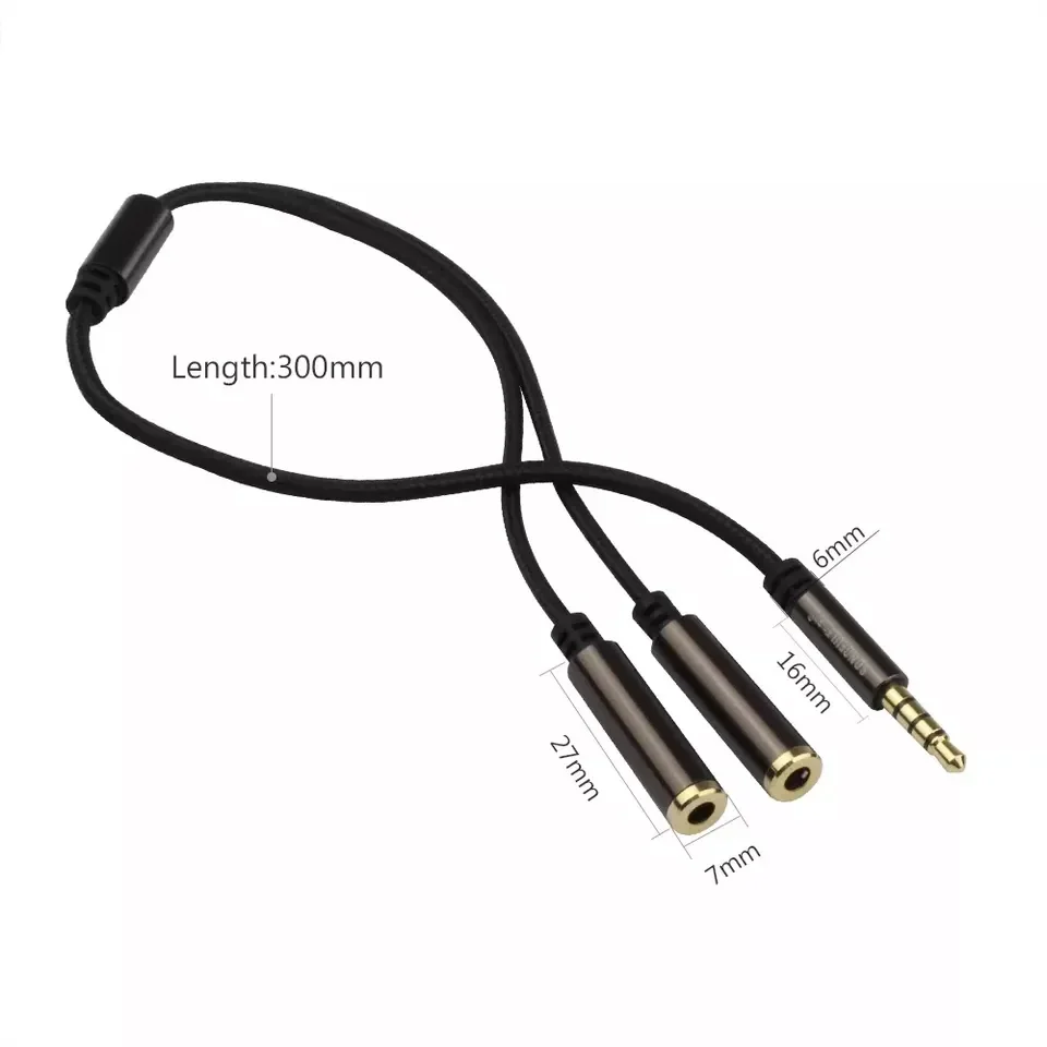 3,5-mm-Headset-Adapterbuchse Kopfhörer-Mikrofon und Splitter kabel Aux-Kopfhörer-Stereo-Audio-Stecker auf 2 weibliche separate Mikrofonst ecker