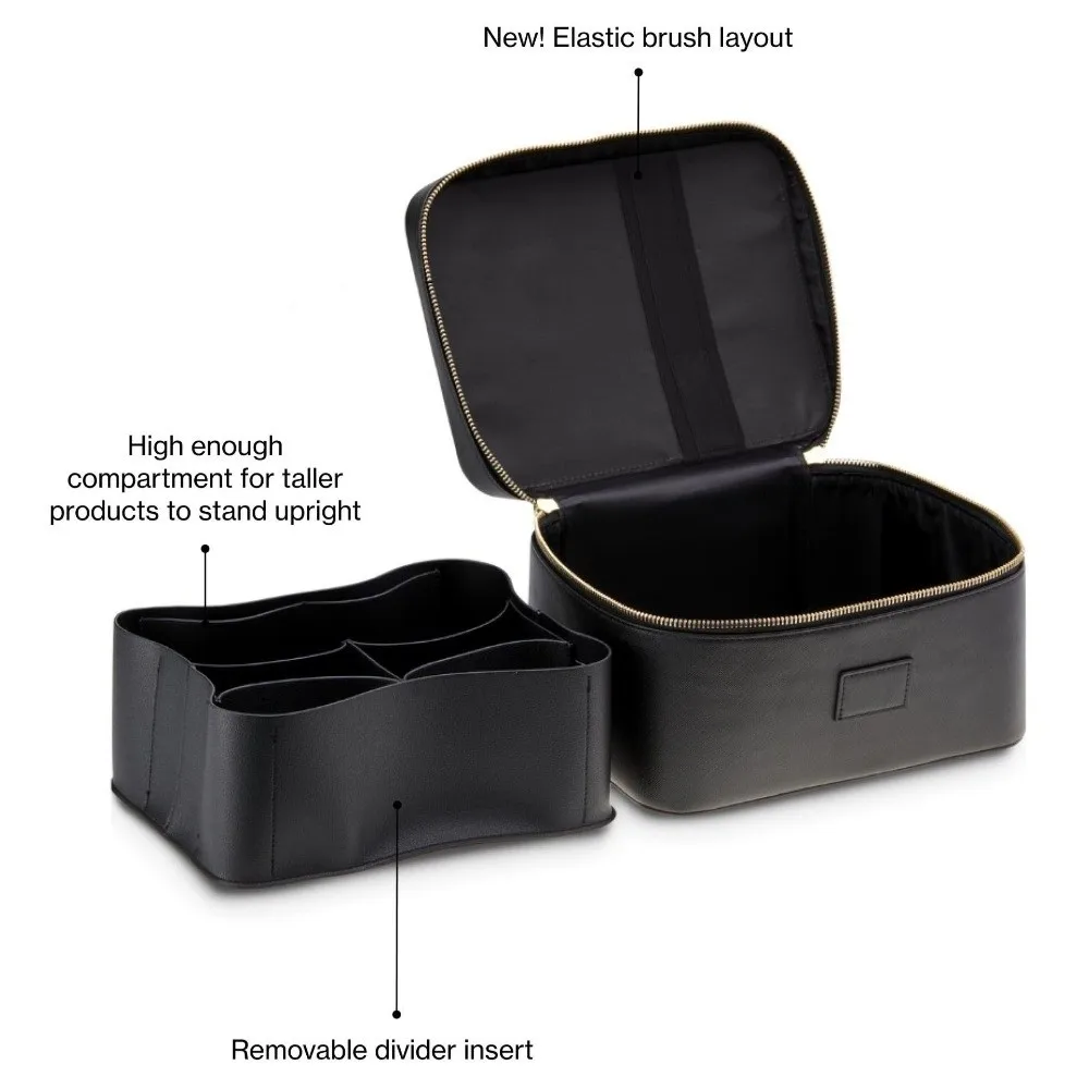 New PU Leather Makeup Bag Square Shape Large Capacity Toiletry Bag Removable Divider Waterproof Makeup Organizer Case Travel
