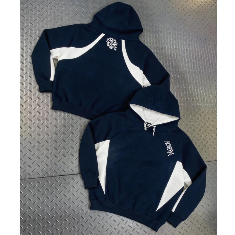 2026 New Mertre Heavyweight Sweatshirts Men's Women's Street Fashion Splicing High Quality Embroidered Loose Casual Hoodie Stock