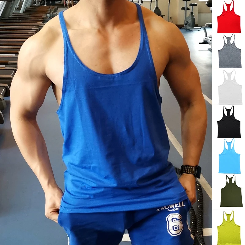 2024 New Curled Bodybuilding Vest Men\'s Tight Tank Top Fitness Tank Top Sleeveless Shirt Fitness Men\'s Tank Top