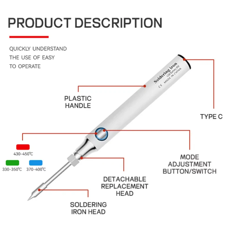 10W USB Wireless Lithium Battery Soldering Iron 5V Portable Soldering Pen Rechargeable Temperature Control DIY Welding Equipment