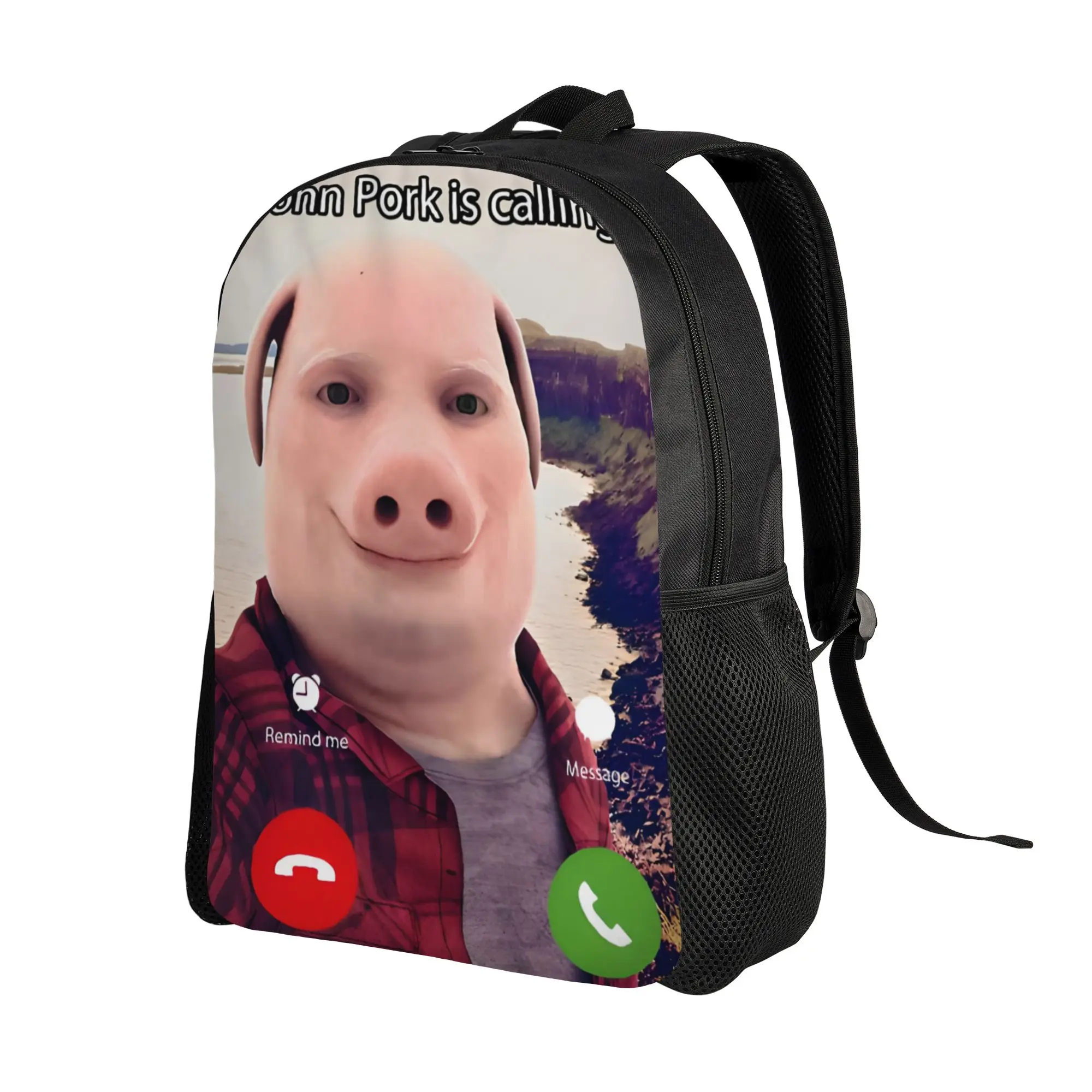 Custom 3D Print John Pork Is Calling Backpack for Girls Boys School College Travel Bags Men Women Bookbag Fits 15 Inch Laptop