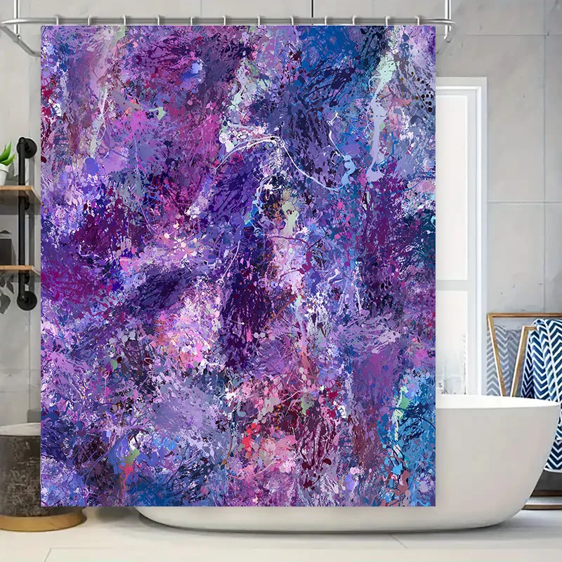 

Abstract Bathroom Shower Curtain with Purple, Pink Blue Artistic Design Modern Home Decor for Bathtub 72 x 84 inches (183cm x 21