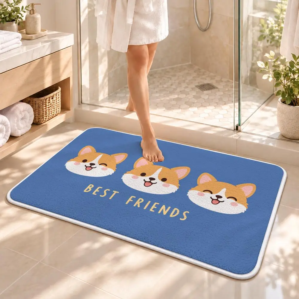 Cute Pet Playroom Floor Mat Flannel Rug Soft Non Slip Door Mat for Bathroom Bedroom Entryway Home Decor Gift 2