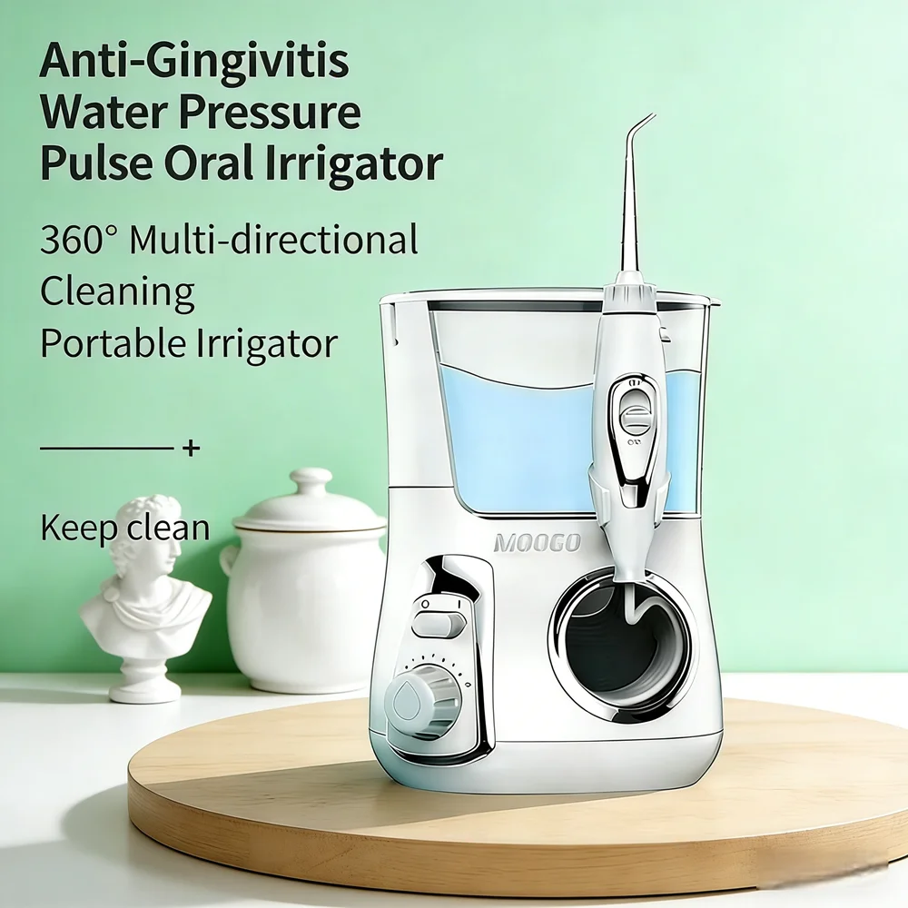 

Countertop Oral Care Irrigator 10 Modes Electric 800ML Water Flosser Ideal for Family Daily Teeth Cleaning 5 Nozzles