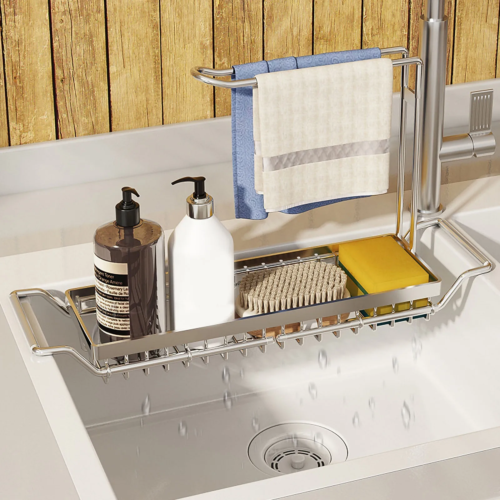 

Stainless Steel Sink Rack Dishcloth Drying Storage ganizer 304 Kitchen Sponge Holder Draining Durability Reusable Cleanliness