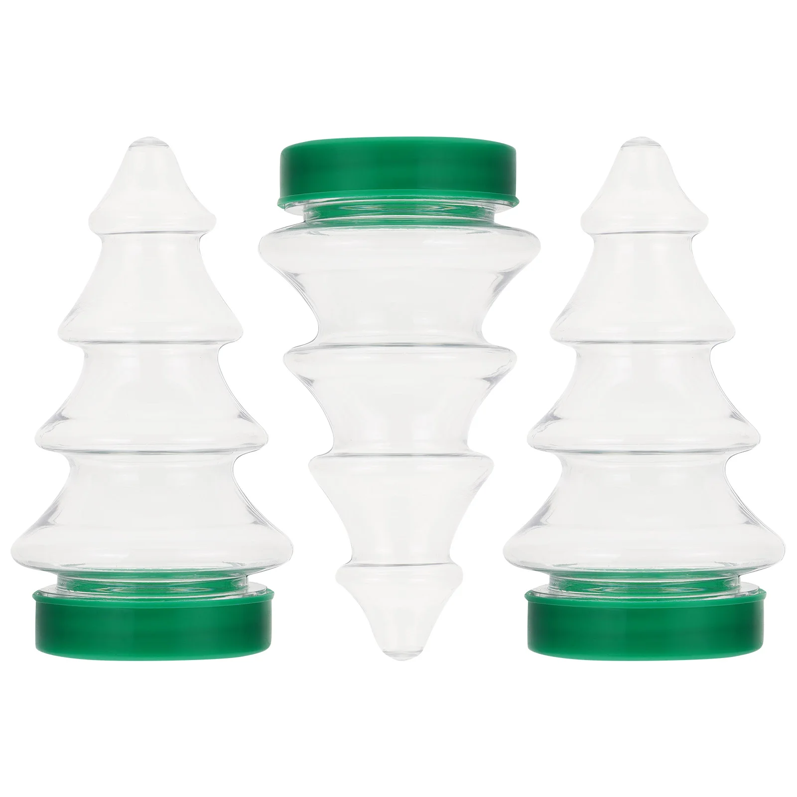 3 Pcs Candy Bottle Christmas Tree Shaped Food Containers With Lids Jar Storage Bottles Design Pet Plastic Creative Design