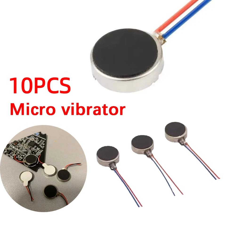 10Pcs/Lot Mini Vibration Motor DC 3V 12000rpm Flat Coin Button-Type Micro DC Vibrating Motor for Mobile Cell Phone Pager Tablet