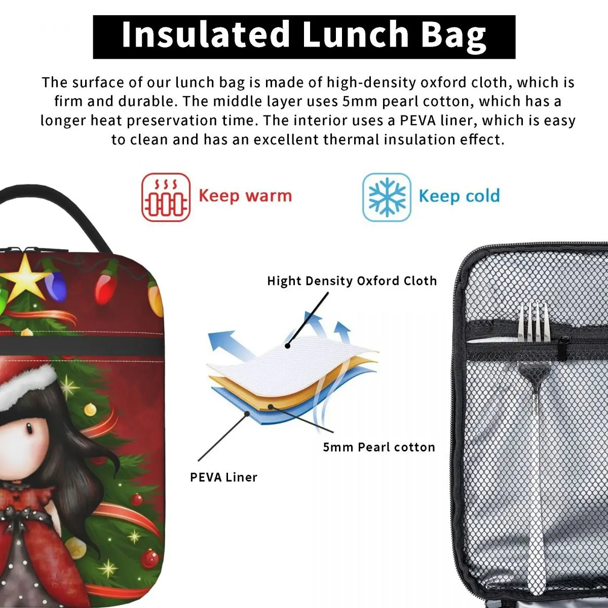 Santoros-Gorjuss By Suzanne Insulated Lunch Bag Large Christmas Lunch Container Thermal Bag Tote Lunch Box Picnic Men Women