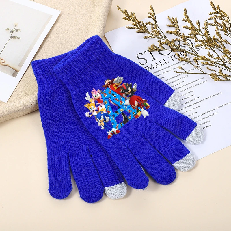 Sonics Jongen Anime Gedrukt Handschoenen Kinderen Cartoon Leuke Handschoen Kinderen Mode Casual Wanten Winter Warme Accessoires Kerstcadeaus 2025