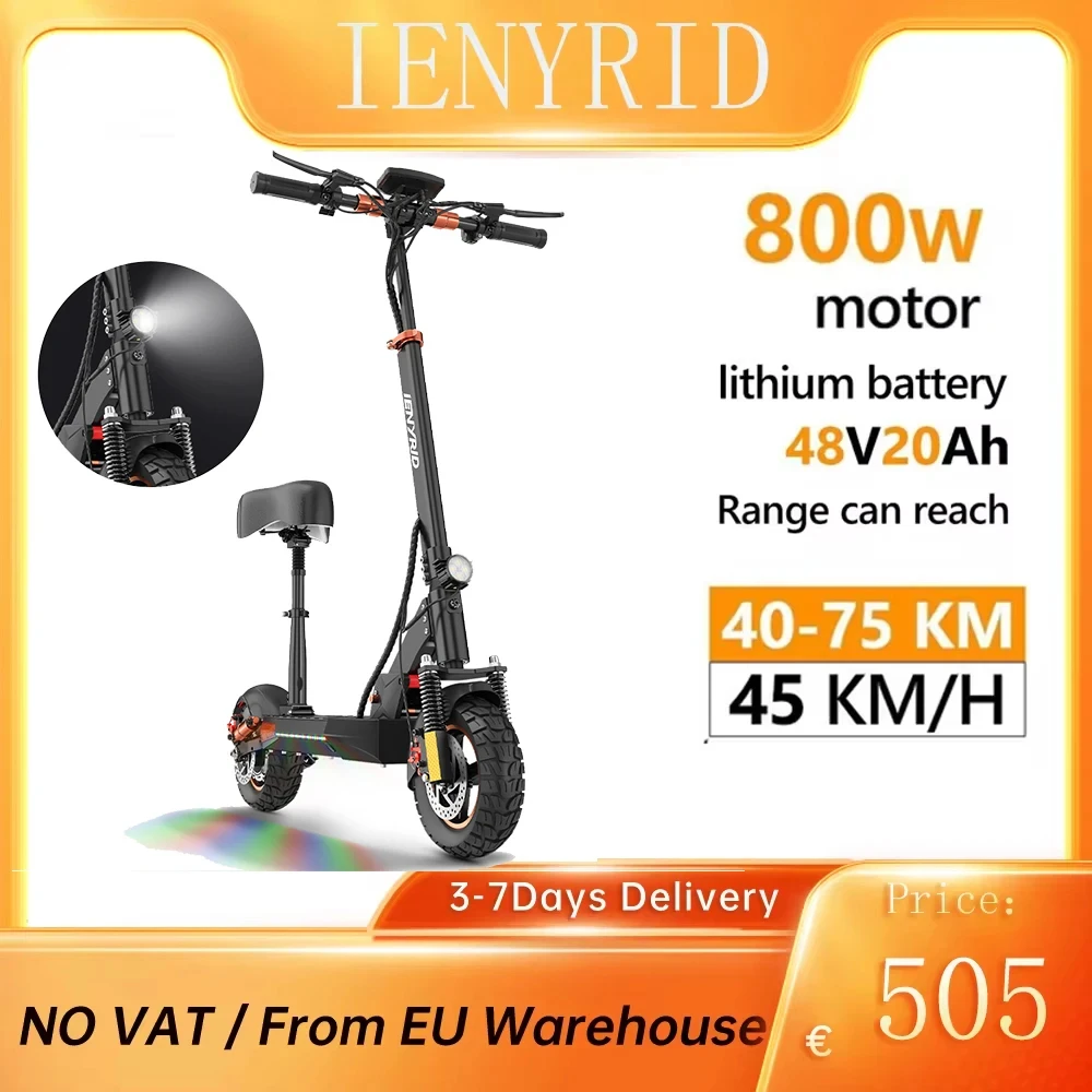 IENYRID M4 PRO S+ MAX With Aashboard Electric Scooter 800W 45km/h Max Speed 48V 20Ah Battery 10' Off-road Pneumatic Tires