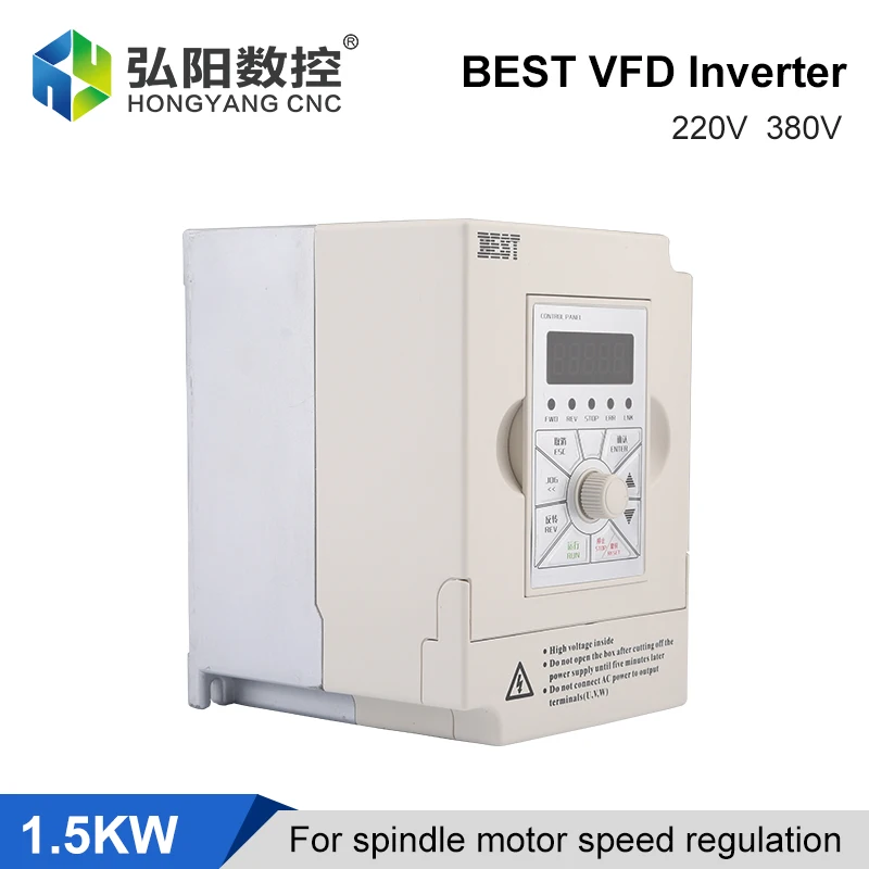 

BEST VFD Inverter 1.5kw 220V/380V Variable Frequency Drive Three-Phase Output, CNC Milling Machine Spindle Motor Speed Control