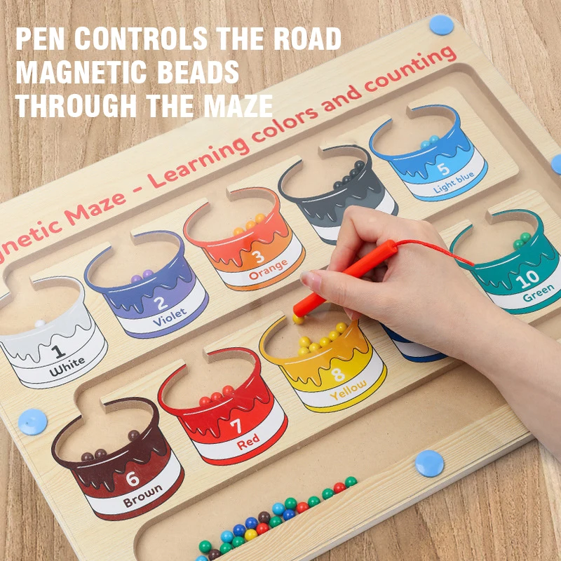 Montessori Color Sorting Math Toys Kids Magnetic Pen Moving Bead Games Arithmetic Learning Fine Motor Training Educational Toys