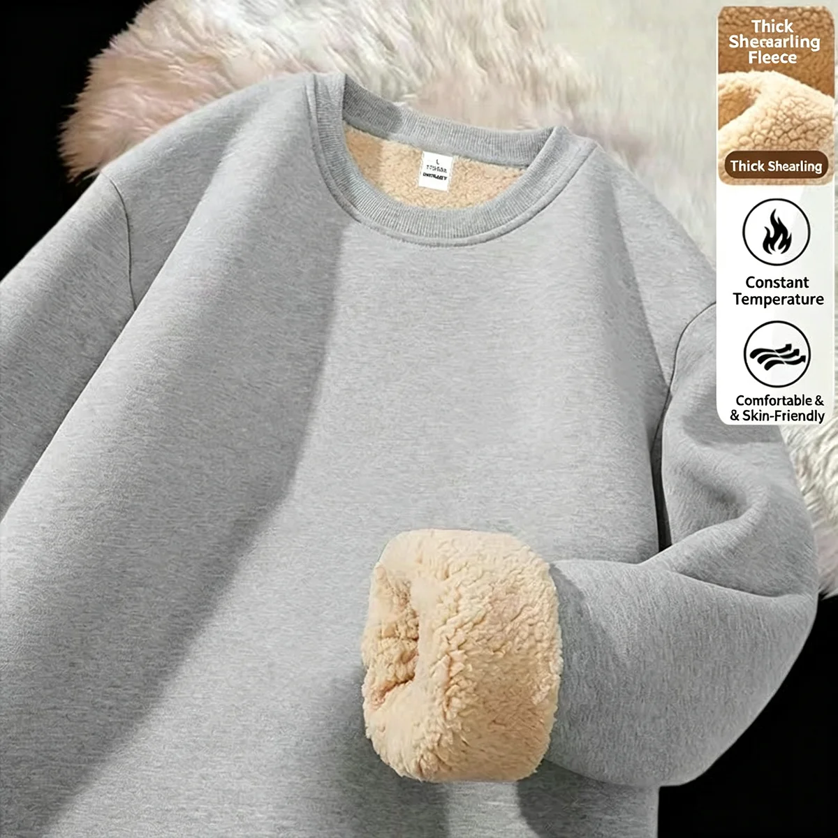 Men's Autumn Winter Fleece Lined Warm Top Korean Fashionable Long Sleeved Base Shirt Plush Casual Warm Underwear T-shirt