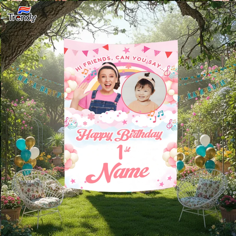 

1st Birthday Backdrop Banner Birthday Background Flag Banners Personalized Photo Name Custom Banners Decor Kids Image 2nd Banner