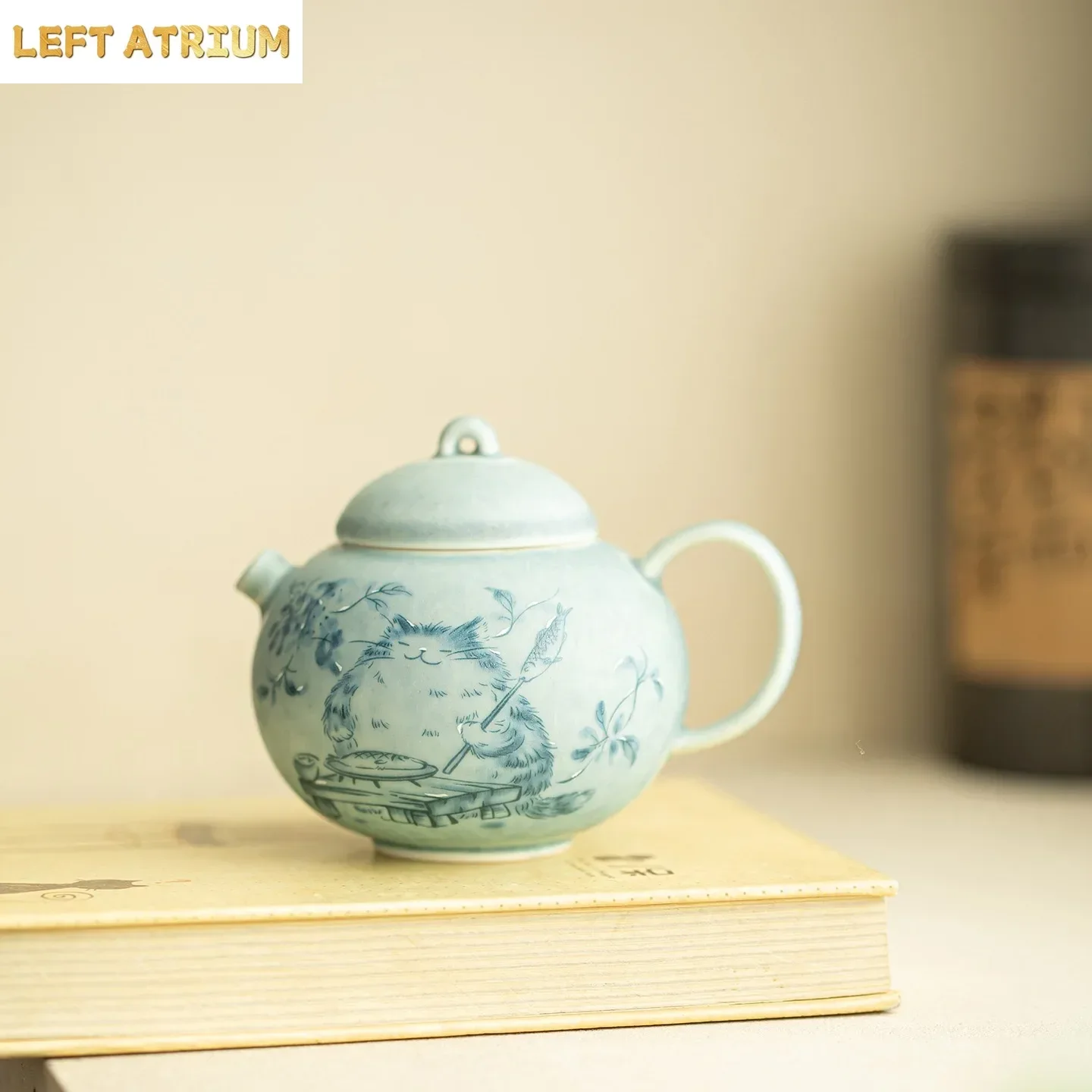 1PC 160ML Soda Burning Pure Handmade Cute Cat Teapot Perfect Pot Brewing Teapot Ceramic TeaSet Exquisite Household KungFu Teapot