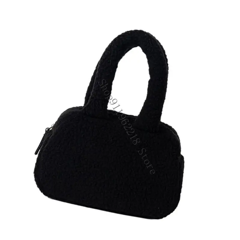 

Unisex Fleece Handbag Casual Top Handle Purse Casual Bags For Everyday Essential 066F