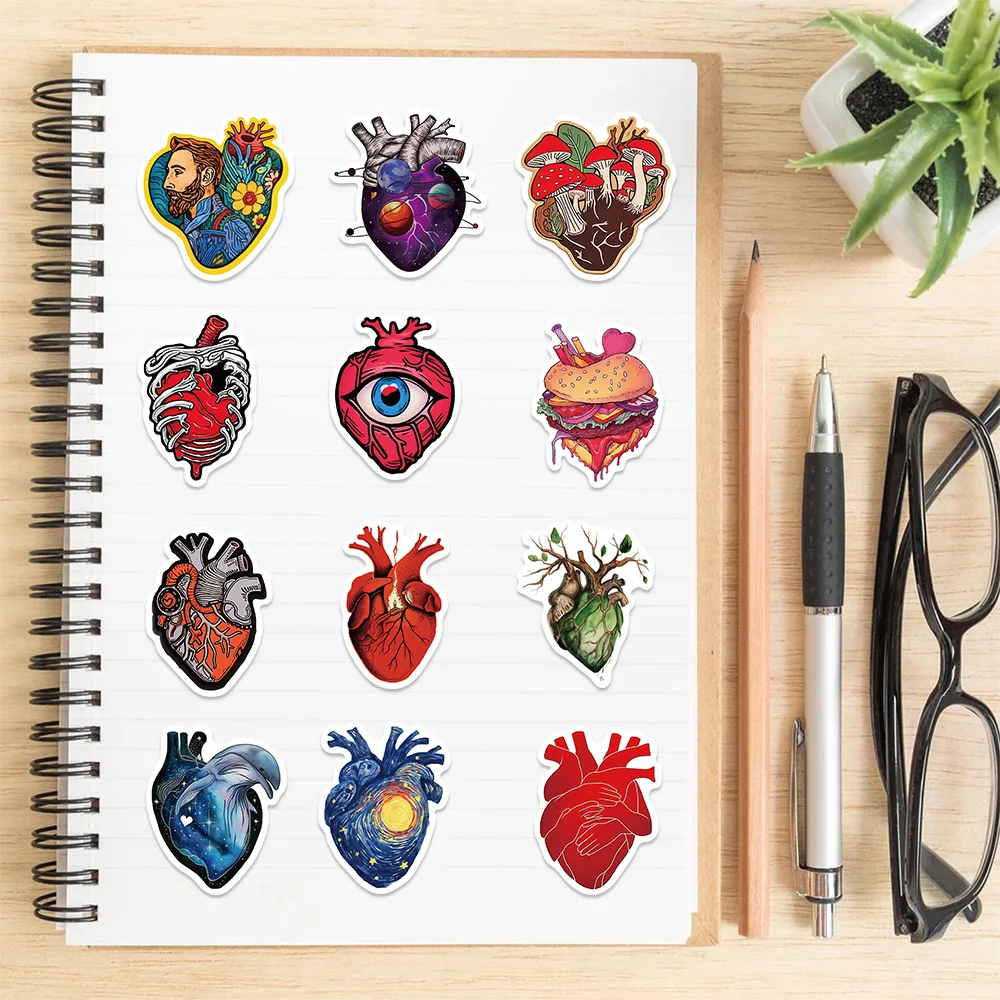 10/30/52Pcs Cartoon Art Heart  graffiti sticker For Suitcase Skateboard Laptop Luggage Phone Styling DIY Decal Pegatina