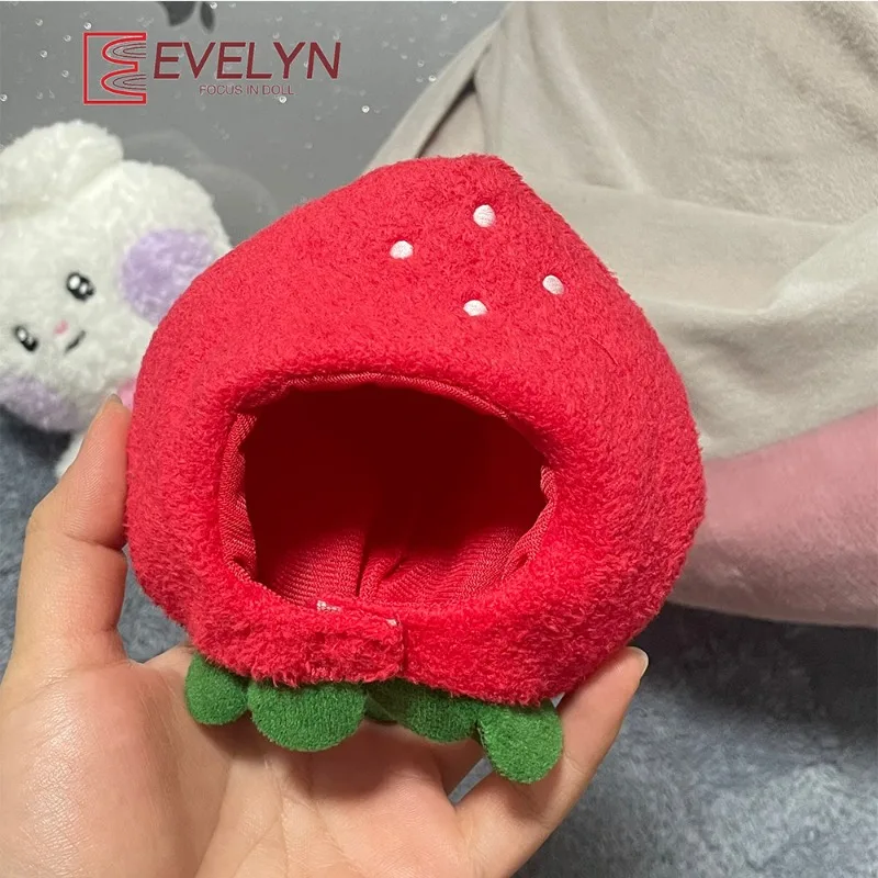 Evelyn nowa bawełniana lalka truskawkowe ubrania 10CM wypchana zabawka czapka kapelusz nakrycia głowy nakrycie głowy DIY wymienne ubrania