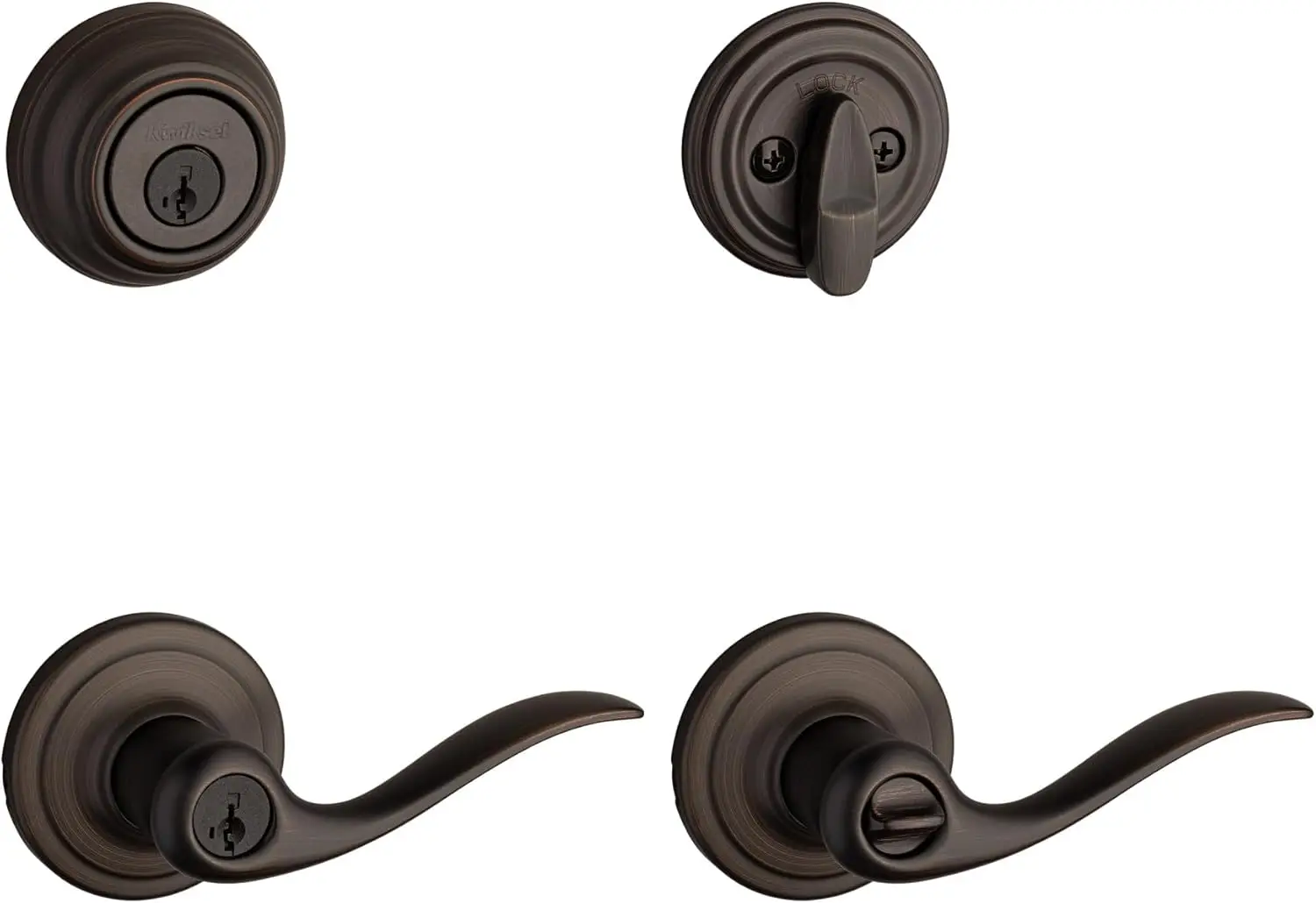 

Tustin Entry Lever and Single Cylinder Deadbolt Combo Pack with SmartKey in Venetian Bronze