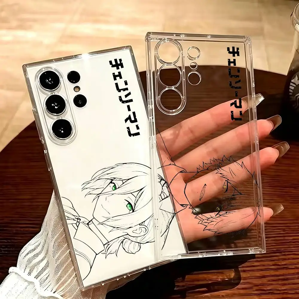 CHAINSAW MAN REZE DENJI COUPLE Transparent Shockproof phone Case For Samsung S25,24,21,22,23,30,20,Ultra,Plus,Fe,Lite