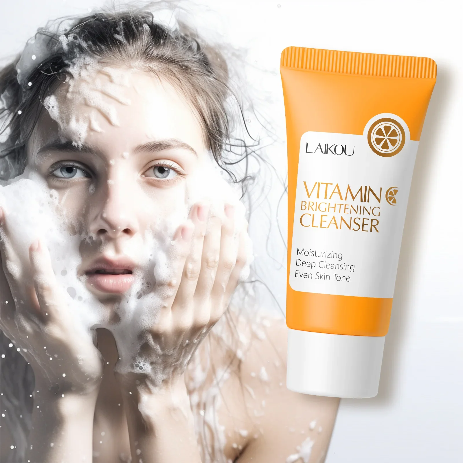 

LAIKOU 50g Vitamin C Facial Cleanser Skin Deep Cleansing Moisturizing Blackhead Removal Face Wash Foam Face Cleanser Skin Care