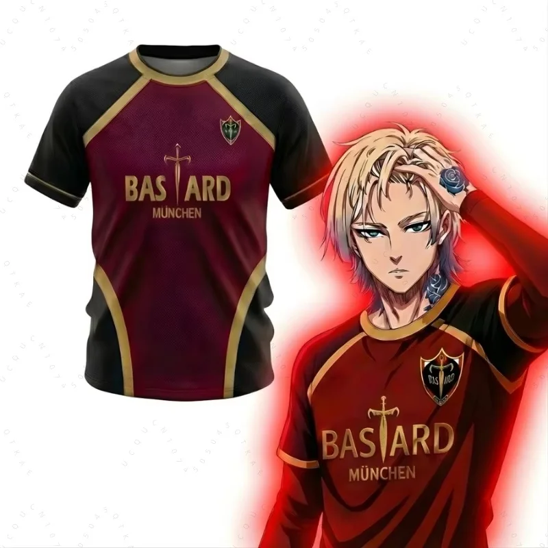 2026 Sommer-Trikot Futsal-Muster Vl Replika Blue Lock Anime Bastard München T-Shirts für Männer und Frauen, lässige Sport-T-Shirts, Oberteile