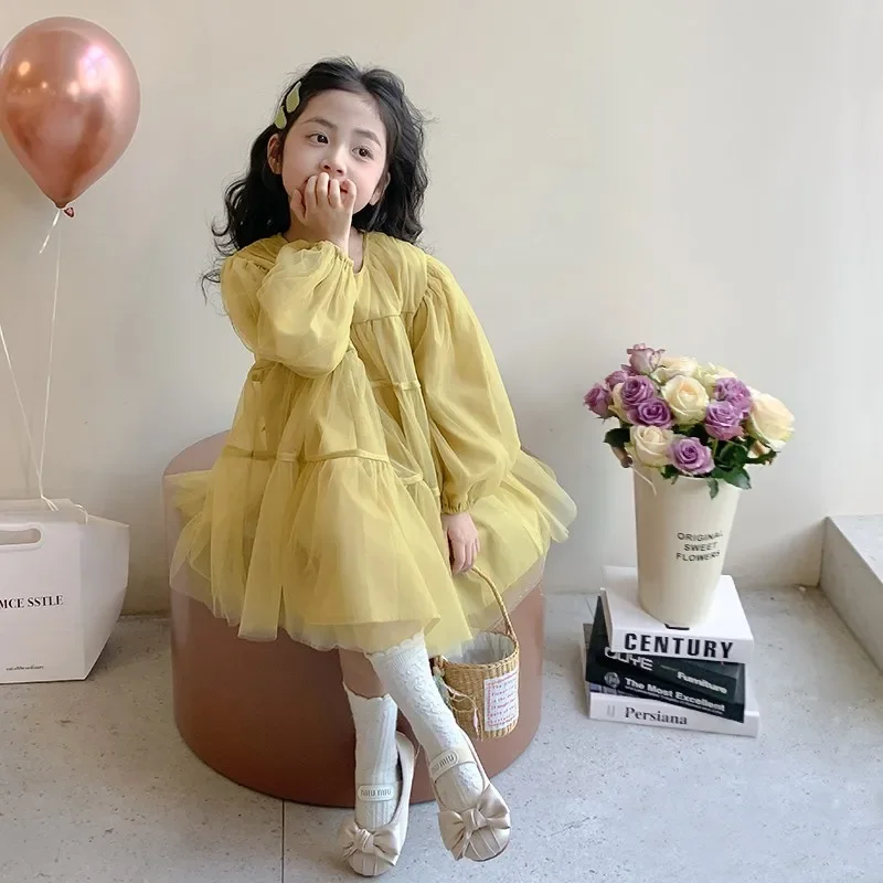 

Girl Princess Dress Spring and Autumn New Style Children's Baby Long Sleeve Mesh Long Sleeve Dress Kids Clothing