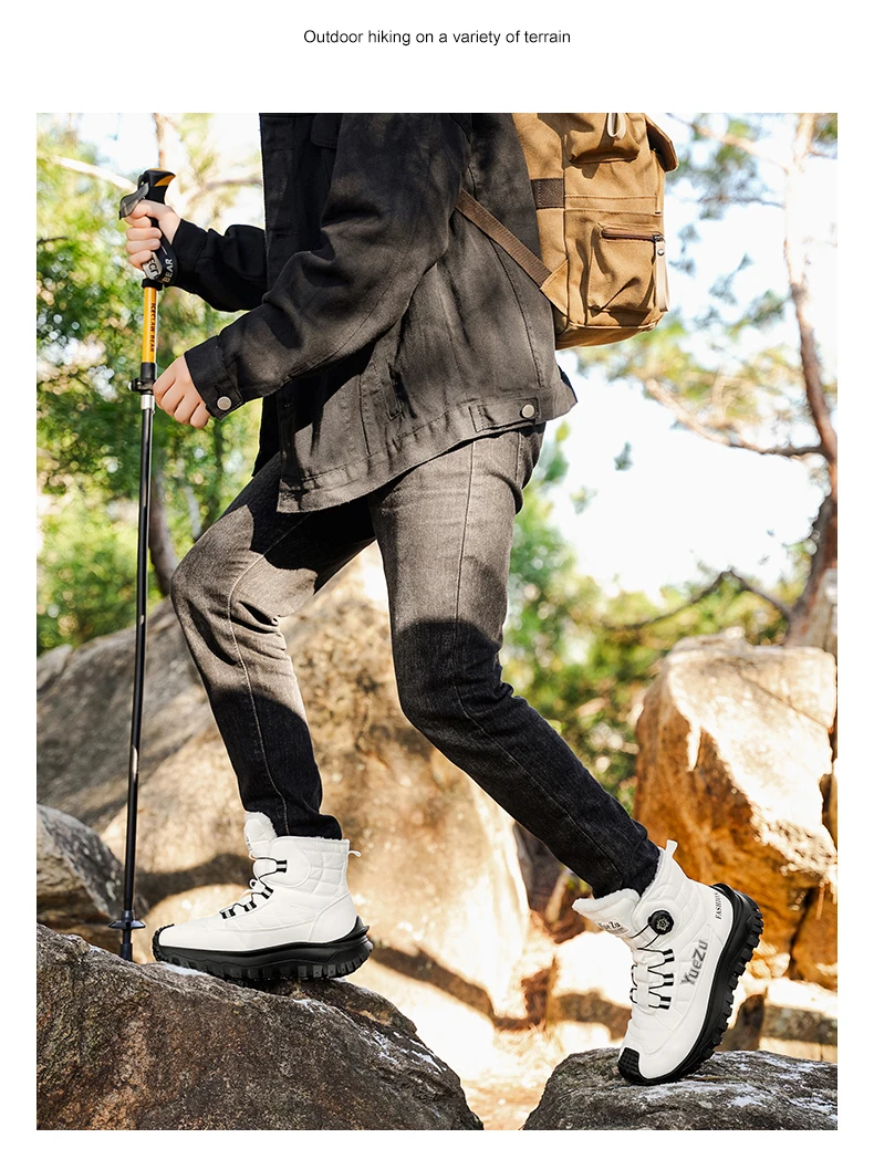Outdoor Herren Schneestiefel Winter Plüsch Warme Baumwollstiefel Hohe Herren Freizeit Wanderstiefel Rutschfeste Wasserdichte Knöchelstiefel – Detail 19
