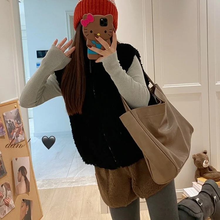 أنيقة المرأة سستة الوقوف طوق فرو الضأن Jaet وهمية الجلد المدبوغ ملابس خارجية تنوعا Faionable تخفيف Sle معطف الشتاء #2