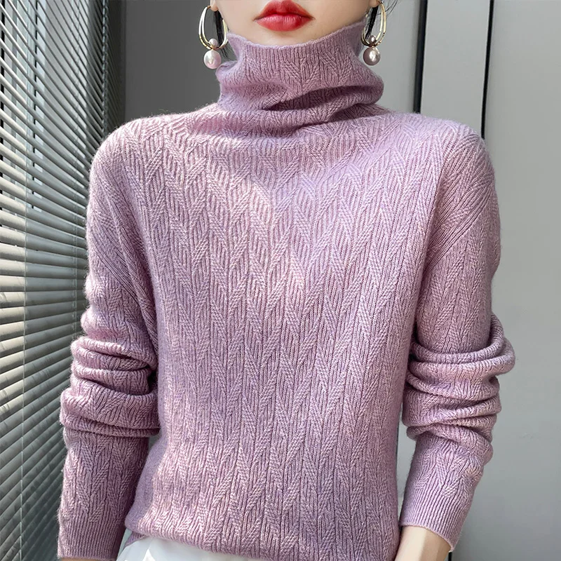 2022 Cashmere Sweater Women\'s Casual Turtleneck Pullover Fashion Knitwear Women\'s Autumn And Winter Solid Color Sweater