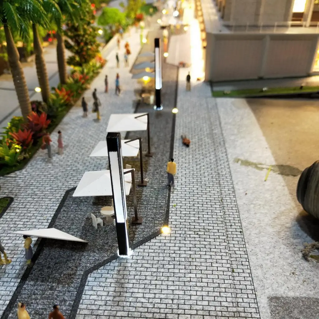 5pcs Model Railway Train Lamp Post LED Street Lights HO :100